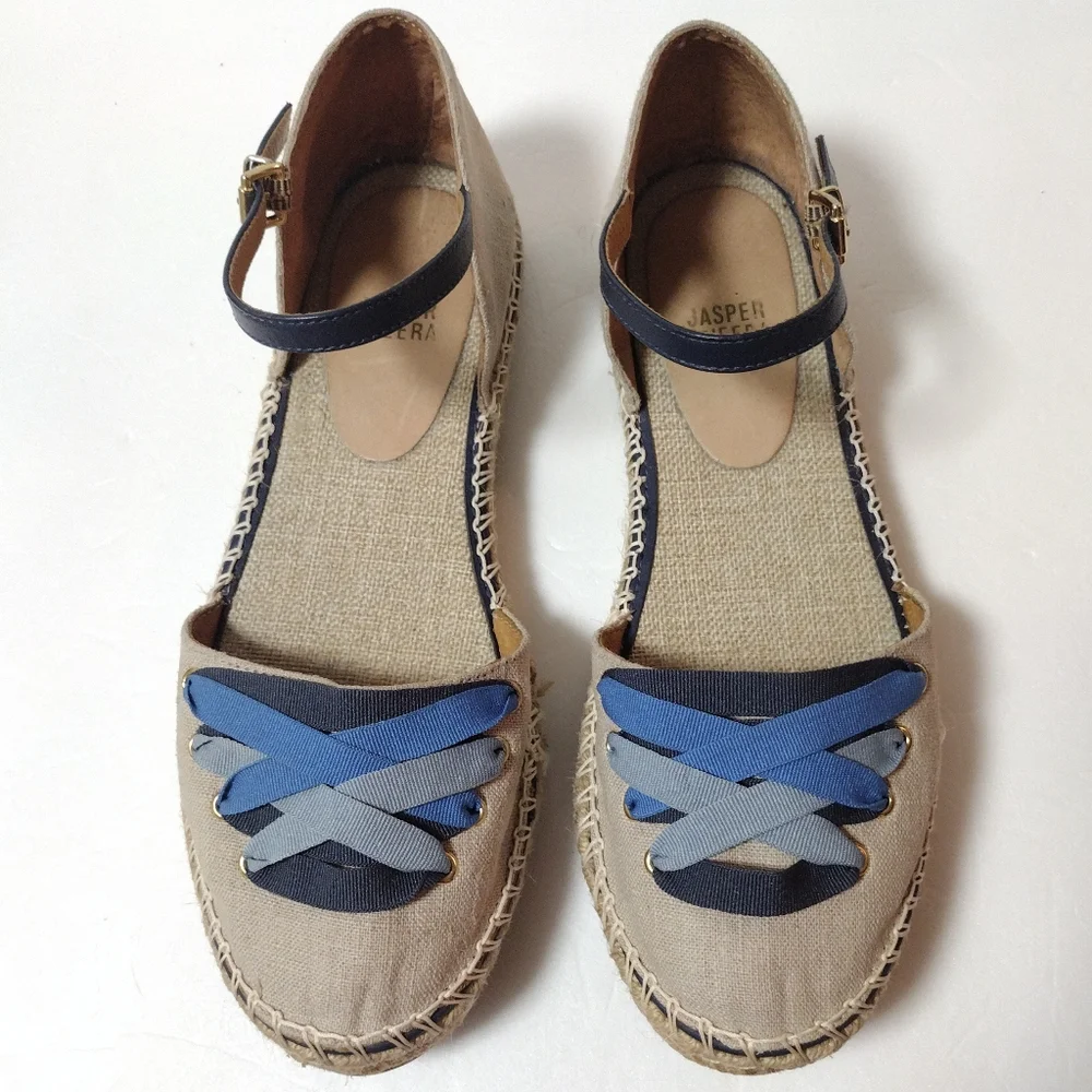 Anthropology Jasper & Jeera Village Espadrilles Adjustable Ankle Strap Flats 6
